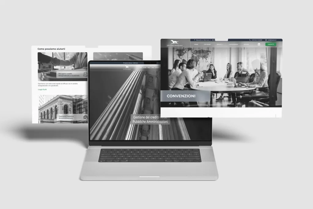 Mockup versione mobile NSK Credit Management con layout responsive e navigazione ottimizzata – web design di Francesca Spampinato