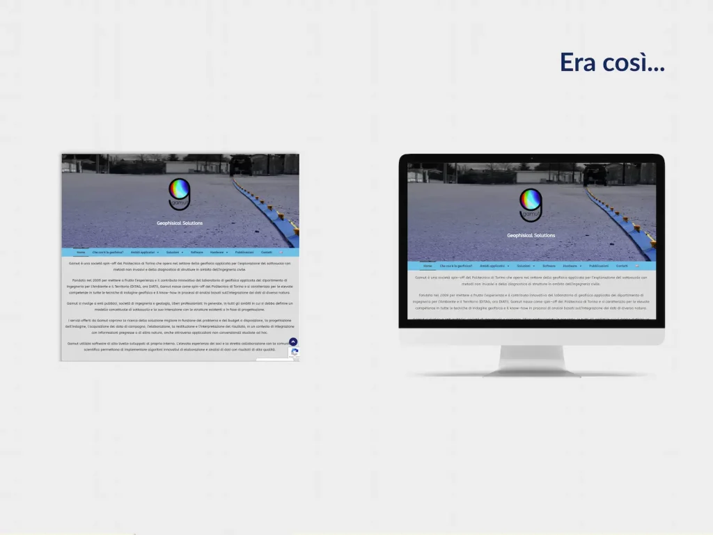 Restyling Gamut geofisica evoluzione dell'interfaccia web prima l'intervento di francesca spampinato