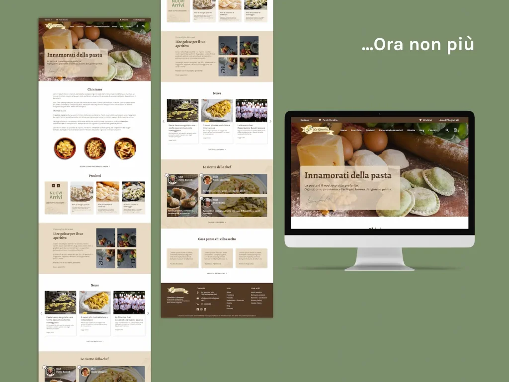 Restyling grafico e funzionale del sito web Pastificio La Ginestra di francesca spampinato