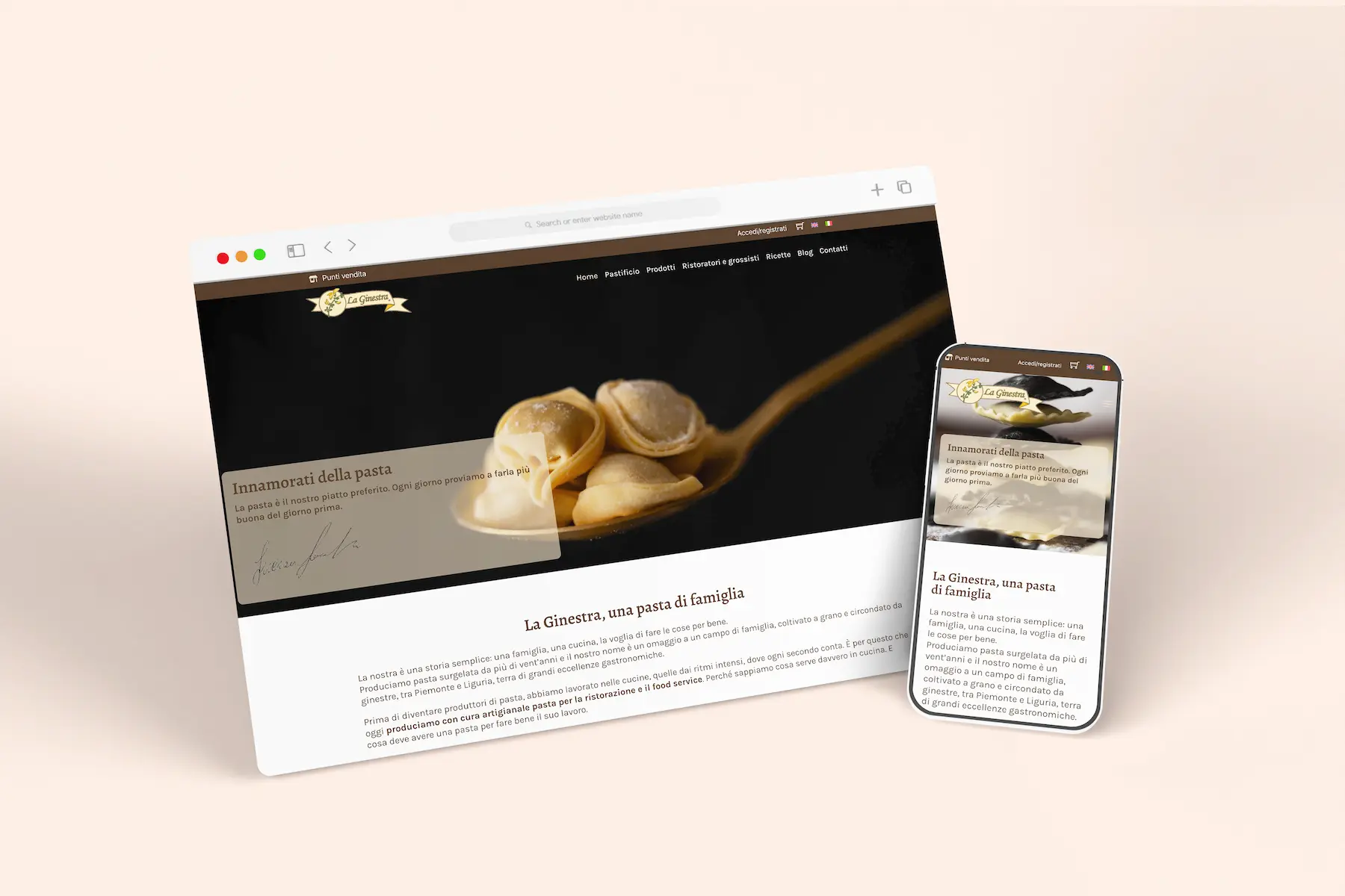 Restyling sito web Pastificio La Ginestra di francesca spampinato