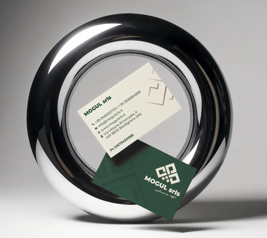 Biglietto da visita con design professionale e layout pulito in linea con la brand identity – graphic design di Francesca Spampinato per mogul