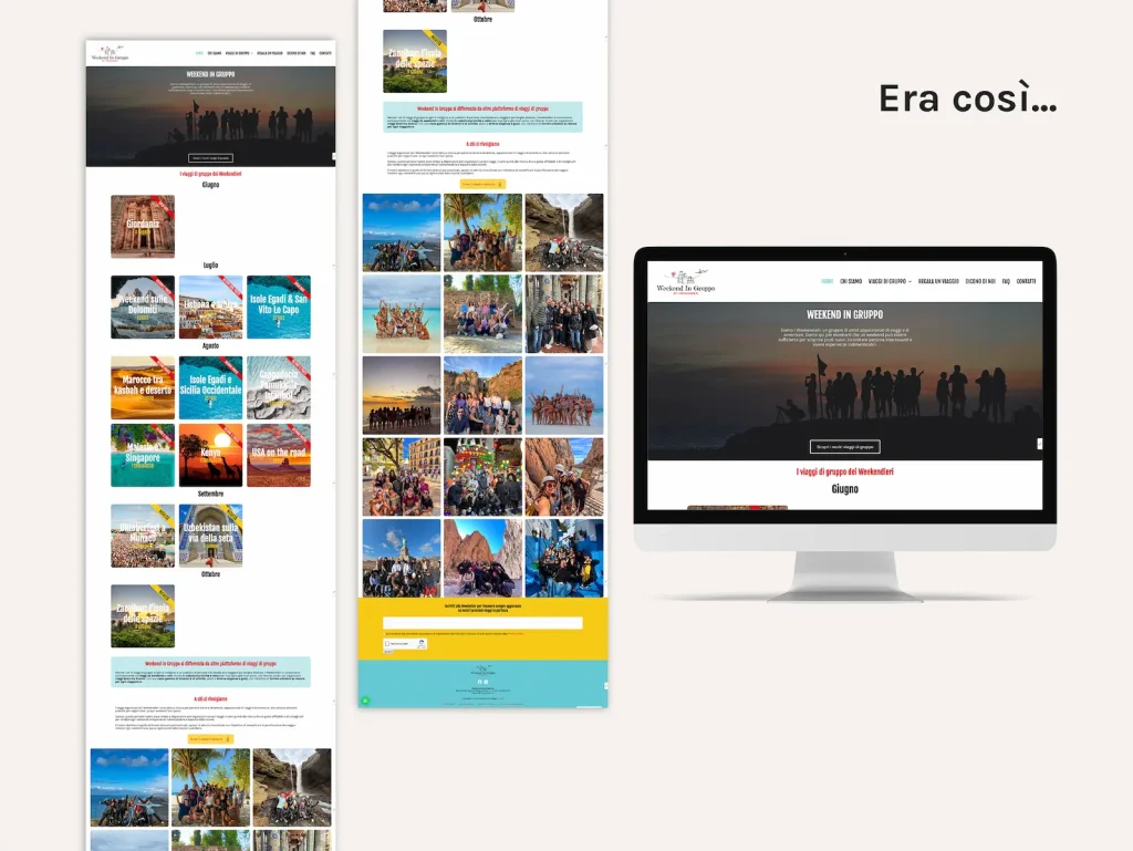 Vecchia homepage Weekendieriviaggidigruppo prima del restyling grafico di francesca spampinato graphic e web designer