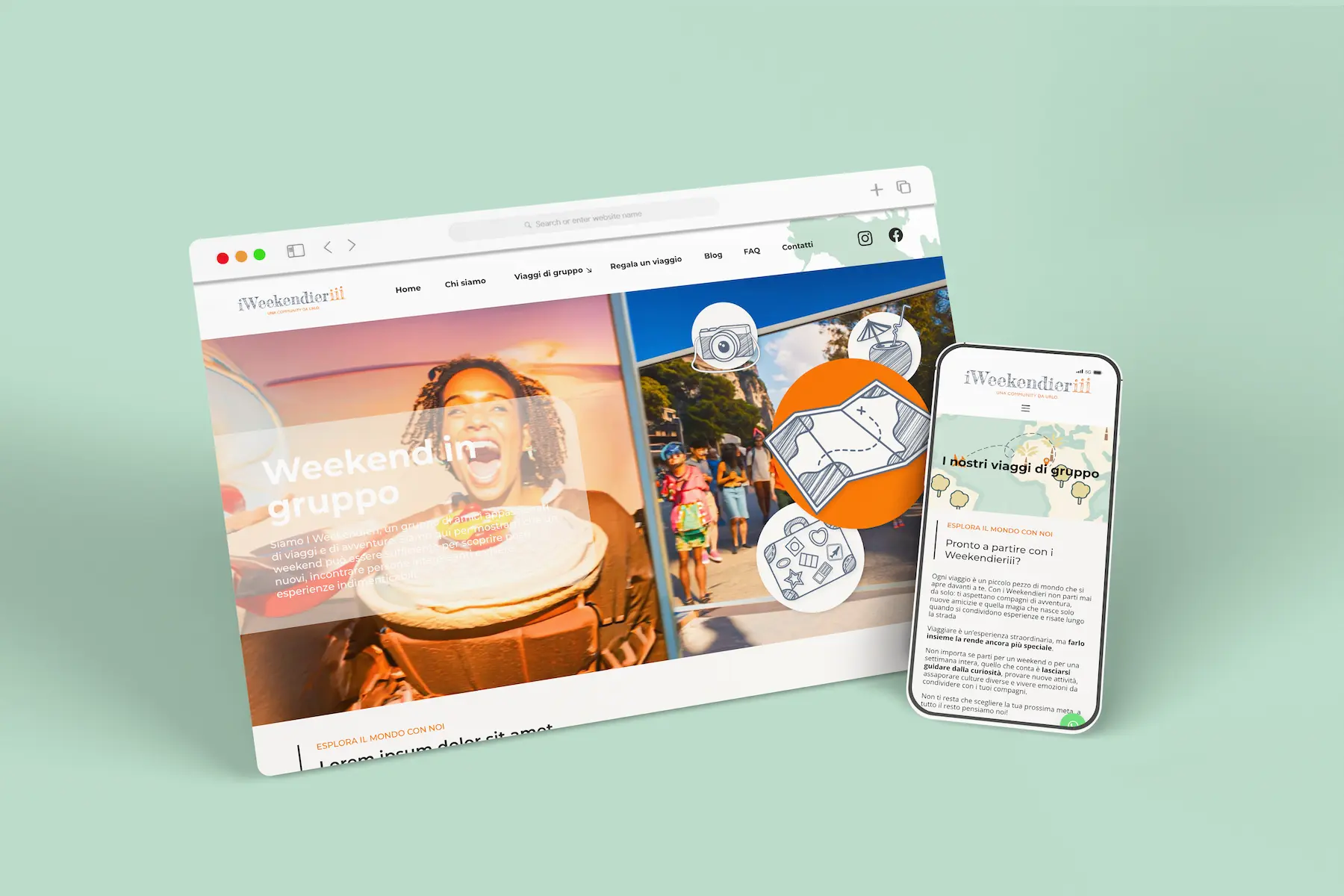 weekendieriviaggidigruppo versione mobile sito con layout responsive e navigazione intuitiva – web design di Francesca Spampinato
