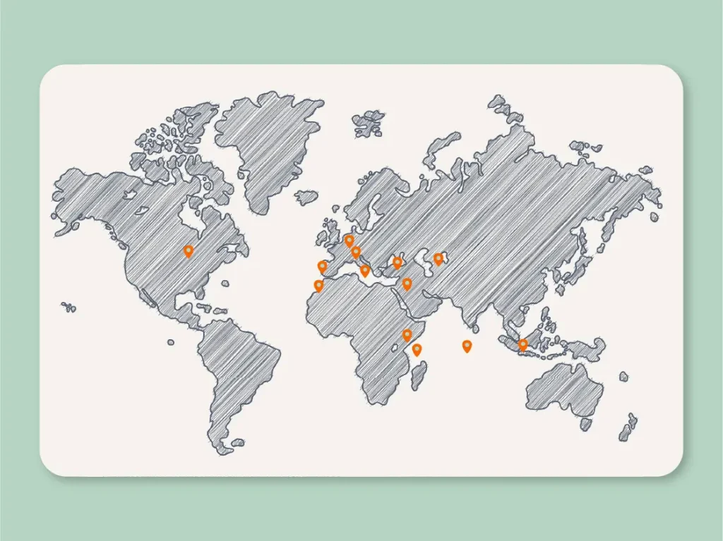 Mappa interattiva viaggi con marker e destinazioni cliccabili weekendieriviaggidigruppo Francesca Spampinato graphic e web designer a None Torino